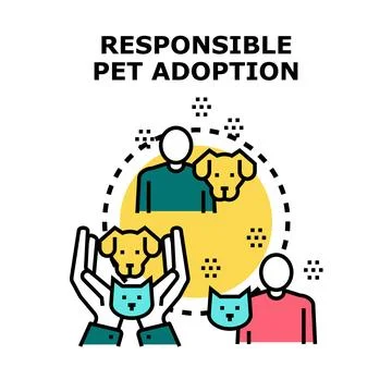 Responsible pet adoption concept with caring owners Stock Illustration