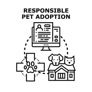 Responsible pet adoption process for animals needing forever homes Stock Illustration