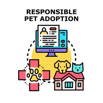 Responsible pet adoption process for animals needing forever homes Stock Illustration