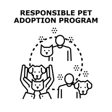 Responsible pet adoption program for animal welfare Illustrazione stock