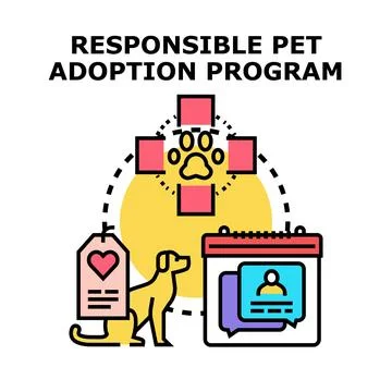 Responsible pet adoption program planning with dog Ilustración de archivo