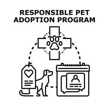 Responsible pet adoption program planning with dog Illustration