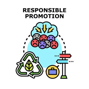 Responsible promotion concept balancing consumers, environment, and strategy Stock Illustration