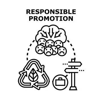 Responsible promotion concept balancing consumers, environment, and strategy Stock Illustration