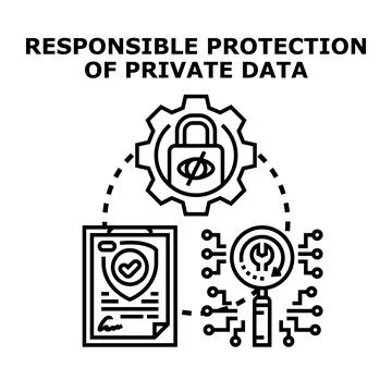 Responsible protection of private data security using privacy settings Stock Illustration