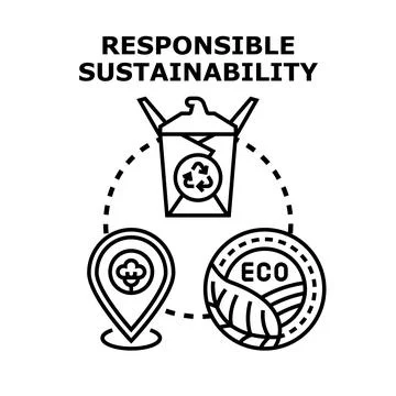 Responsible sustainability concept vector black illustration Stock Illustration