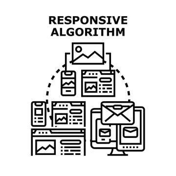 Responsive algorithm adapting content for diverse devices 스톡 일러스트