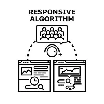 Responsive algorithm adapting online content for users Stock Illustration