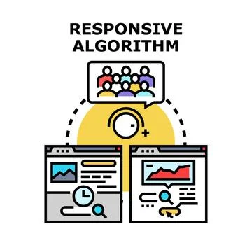 Responsive algorithm adapting online content for users Stock Illustration