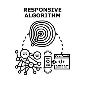 Responsive algorithm adjusting data for web development Illustration