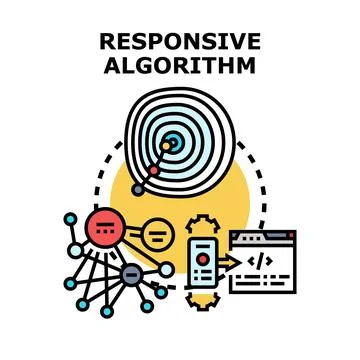 Responsive algorithm adjusting data for web development Illustrazione stock