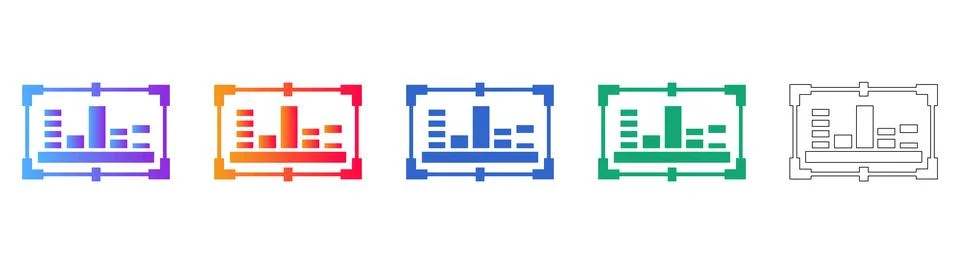 Responsive Analytics Bar Chart Frame Icons Stock Illustration