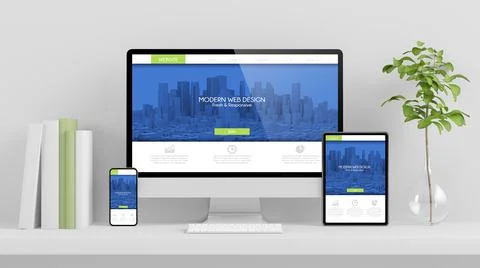 Responsive blue and green website Stock Illustration