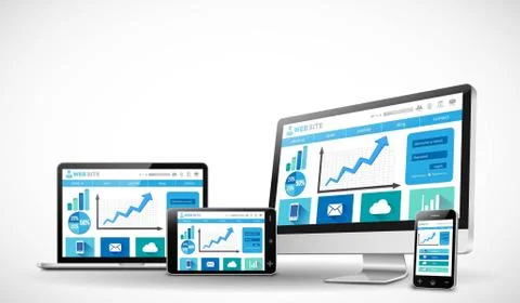 Responsive business web design concept Stock Illustration
