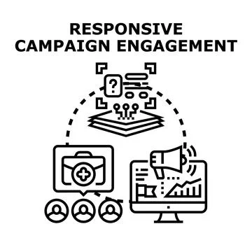 Responsive campaign engagement strategy development and analysis Stock Illustration