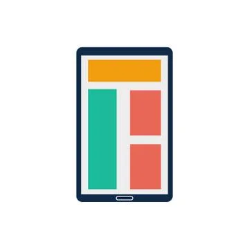 Responsive color mobile tab design icon with white background Stock Illustration