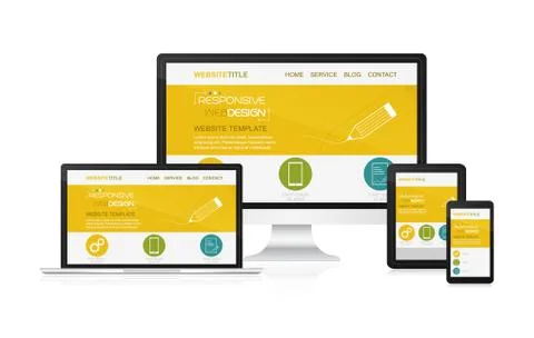 Responsive commerce web design. Stock Illustration