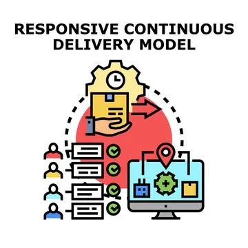 Responsive continuous delivery model for software development Stock Illustration