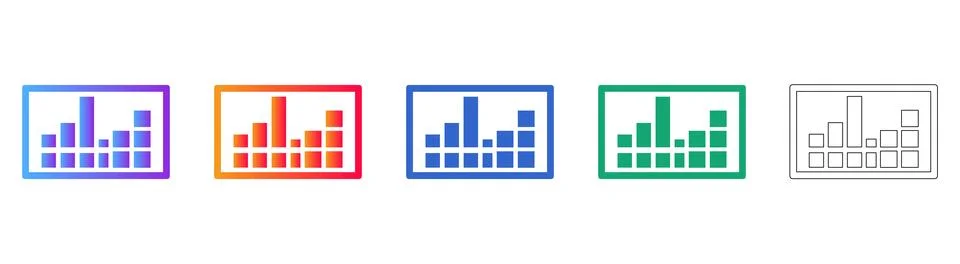 Responsive Data Dashboard Icons Stockillustratie