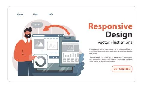Responsive design adaptation concept. Flat vector illustration Stock Illustration