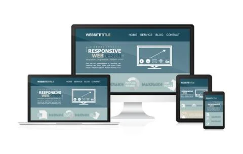Responsive design and web devices. Illustrazione stock