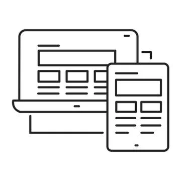 Responsive design black line icon. Pictogram for web page, mobile app, promo. Illustrazione stock