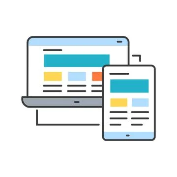 Responsive design color line icon. Approach to web design that makes web page 스톡 일러스트