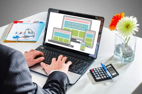 Responsive design concept on a laptop screen Stock Photos