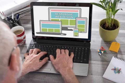Responsive design concept on a laptop screen Stock Photos