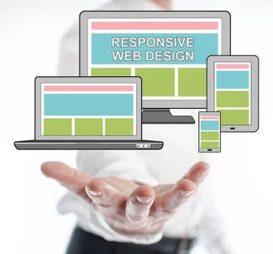 Responsive design concept levitating above a hand Stock Photos