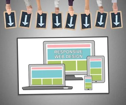 Responsive design concept on a whiteboard Stock Photos