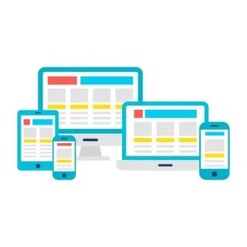 Responsive Design Flat Gadgets over White 스톡 일러스트