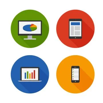 Responsive design. flat icons set. vector Stock Illustration