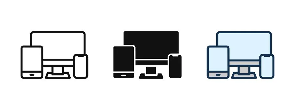 Responsive design icon. Electronic devices icon set. Computer, laptop, tabl.. 스톡 일러스트