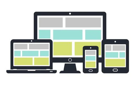 Responsive design icons computer screen, laptop, smartphone, tablet Illustrazione stock