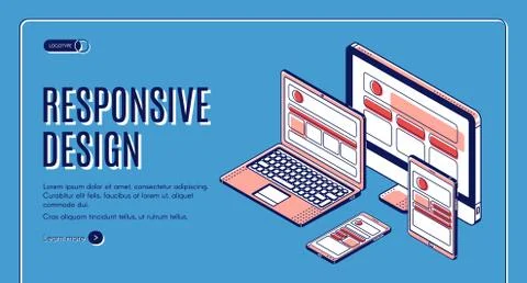 Responsive design landing page construction banner Illustrazione stock