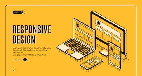 Responsive design landing page, page construction Stock Illustration
