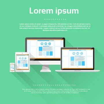 Responsive Design Laptop Phone Tablet Desktop Device Screen Size Stock Illustration