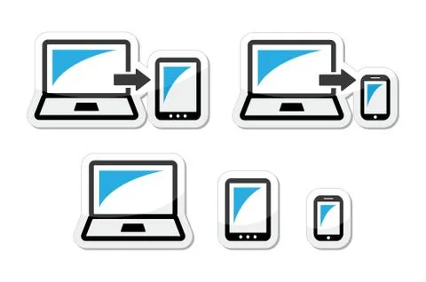 Responsive design - laptop, tablet, smarthone vector icons blue and black イラスト素材