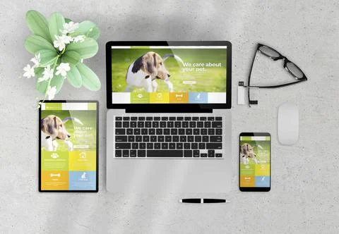 Responsive design pet website Stock Photos