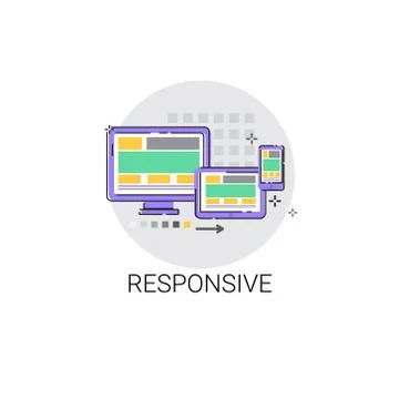 Responsive Design Phone Tablet Desktop Device Screen Icon Stock Illustration