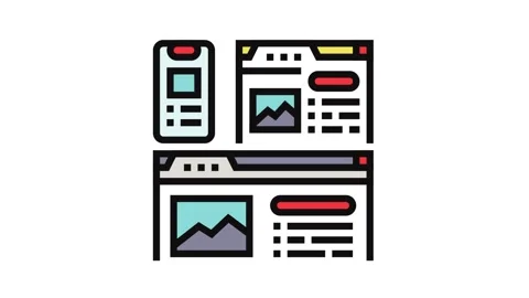 Responsive design seo color icon animation Stock Footage 326113200