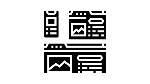 Responsive design seo glyph icon animation Stock Footage 326150067