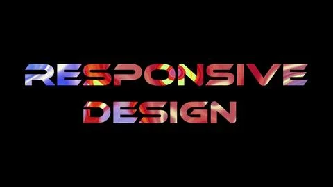 Responsive Design text on black background. Multicolored glossy technologic.. Illustrazione stock