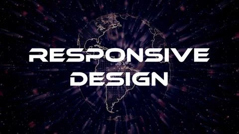 Responsive Design text concept on si-fi particles background. Dot particles.. Stock Illustration