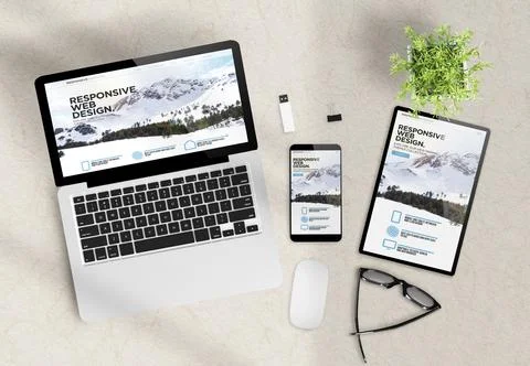 Responsive design themes website Stock Photos