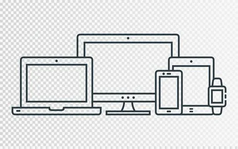 Responsive design for web - computer screen, laptop, smartphone, tablet, smar Stock Illustration
