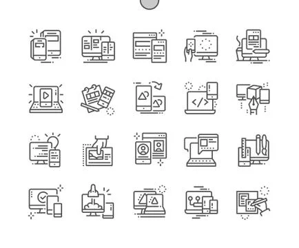 Responsive design Well-crafted Pixel Perfect Vector Thin Line Icons 30 2x Grid Stockillustratie