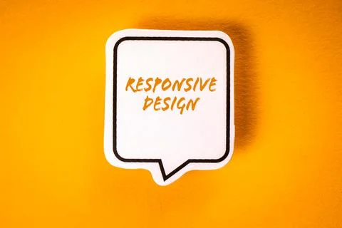 Responsive Design. White speech bubble on yellow background 写真素材