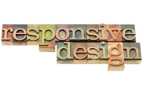  responsive design in wood type responsive design - website develoment con... Stock Photos